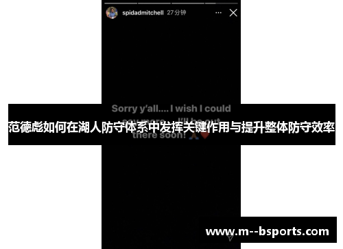 范德彪如何在湖人防守体系中发挥关键作用与提升整体防守效率